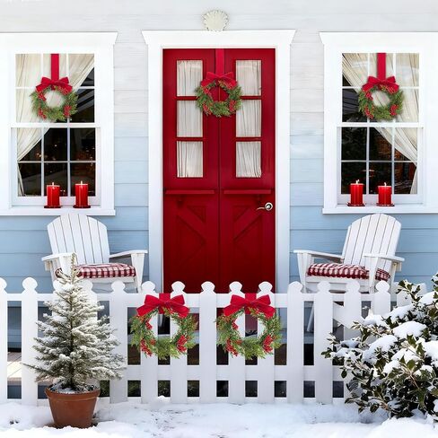 HO2NLE 18 inches Artificial Wreaths for Front Door Artificial Olive Wreath Green Leaves Wreaths Faux Silk Garland Home Office Wall Window Wedding Spring and Summer Decorations in Kuwait