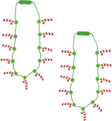 The Dreidel Company Christmas Candy Cane Design Light-Up Christmas Ornament Necklace, Party Favor Accessory for Kids and Adults, 36 Inches in Saudi Arabia