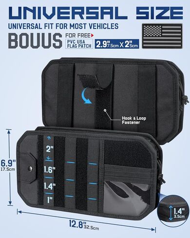 Molle Car Sun Visor Organizer with Zipper Storage Pouch & Glasses Clip, Auto Semi-Rigid MOLLE Panel for Police Gear & Overlanding Accessories, Fit Most Cars, SUVs, Vans & Trucks in Kuwait