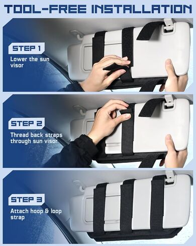 Molle Car Sun Visor Organizer with Zipper Storage Pouch & Glasses Clip, Auto Semi-Rigid MOLLE Panel for Police Gear & Overlanding Accessories, Fit Most Cars, SUVs, Vans & Trucks in Kuwait