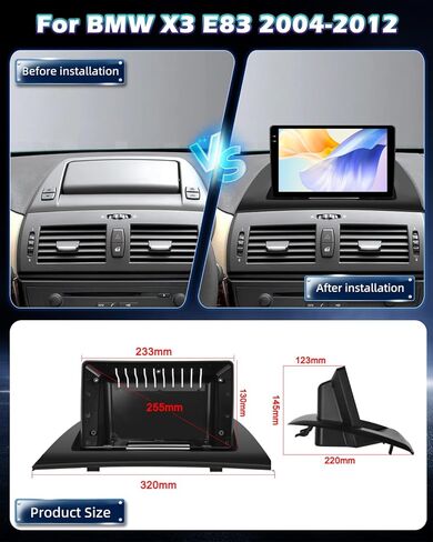 راديو سيارة 2+64 جيجا لسيارة BMW X3 E83 2004 2005-2012 - Carplay لاسلكي وAndroid Auto - 9 بوصة Android 13 ستيريو مع WiFi/EQ/GPS + كاميرا رؤية خلفية AHD in Kuwait