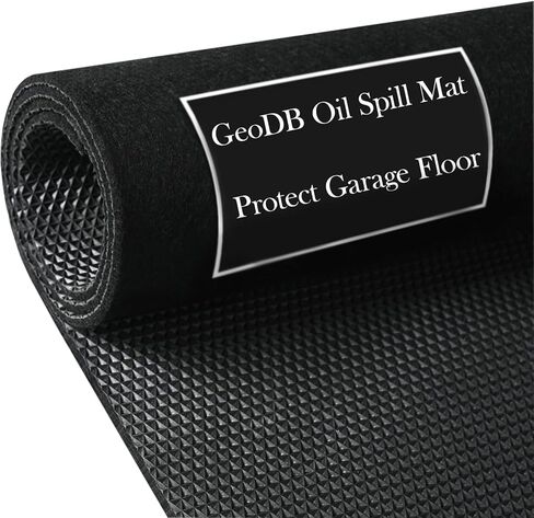 Oil Spill Mat, 72" x 60" Absorbent Grease Garage Floor Protector Under Car Auto Repairs, Oil Change Leak Resistant Heavy Duty Rubber Mat for Driveway Tractor Mower, Black in Saudi Arabia