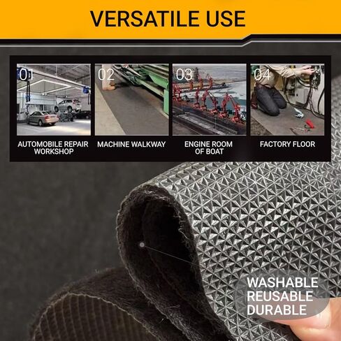 Oil Spill Mat, 72" x 60" Absorbent Grease Garage Floor Protector Under Car Auto Repairs, Oil Change Leak Resistant Heavy Duty Rubber Mat for Driveway Tractor Mower, Black in Saudi Arabia