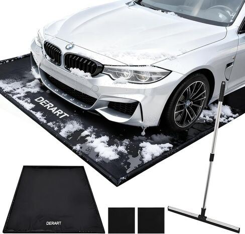 Heavy Duty Garage Floor Mat & Waterproof Drip Pan - 7'9"x16' PVC Floor Protection for Melting Snow, Oil, Mud, DIY Projects | Reinforced Edges, Lightweight, Easy Clean for Car, Truck, SUV in Saudi Arabia
