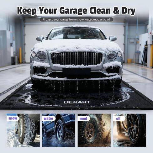 Heavy Duty Garage Floor Mat & Waterproof Drip Pan - 7'9"x16' PVC Floor Protection for Melting Snow, Oil, Mud, DIY Projects | Reinforced Edges, Lightweight, Easy Clean for Car, Truck, SUV in Saudi Arabia