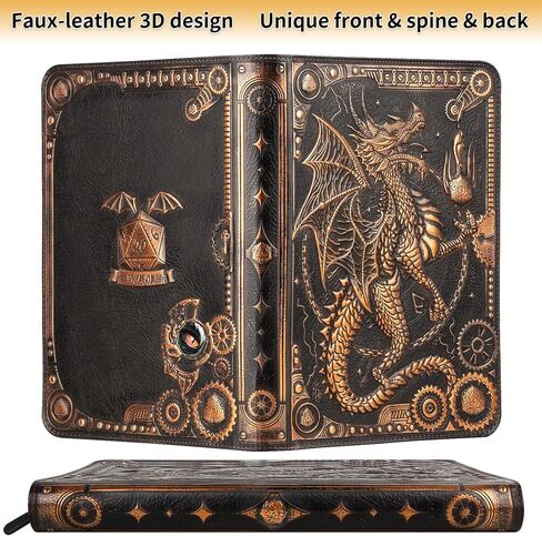 Card Binder 9 Pocket, 3D PU Leather Album with Zipper, 360 Side Loading Pockets for TCG, MTG, Lorcana, Other Collectible Cards, Trading Card Game Protective Folder Album(Golden Cyan) in Saudi Arabia