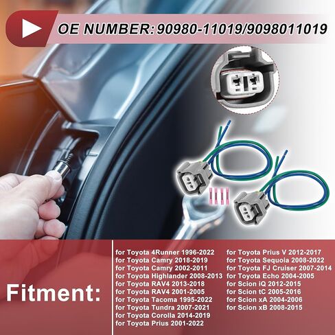 2 Set Turn Signal Light Socket Wiring for Toyota 4Runner 1996-2022 No.90980-11019 Lamp Bulb Pigtail Connector Harness 4 Pcs Heat Shrink Terminal in Saudi Arabia