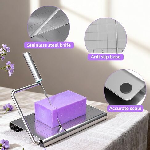 Soap Cutter Kit for Soap Making - Equipped with 10PCS Mesh Soap Bags Set,Stainless Steel Soap Slicer Machine with Scale | Soap Cutting Tool Professional for DIY Handmade Soap and Candle,Bar Soap Pouch in Saudi Arabia