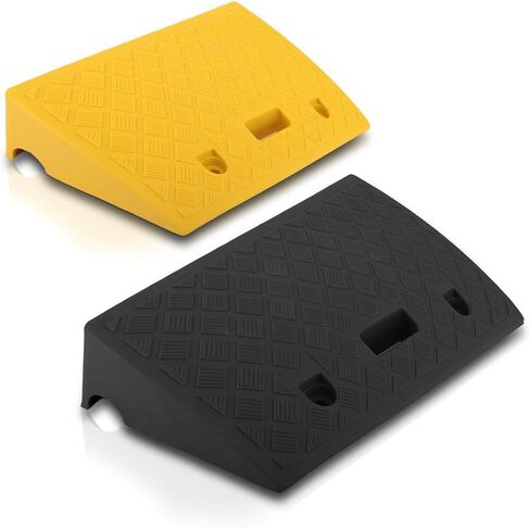 Pyle Car Vehicle Curbside Driveway Ramp - 2PC Heavy Duty Rubber Threshold Bridge Track Curb Ramp, For Loading Dock, Garage, Sidewalk, Truck, Scooter, Bike, Motorcycle, Wheelchair Mobility in Kuwait