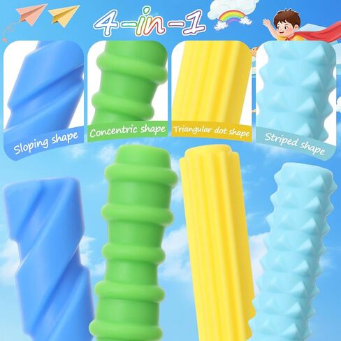 12 Pack Textured Silicone Pencil Grip for Adults Fidget Sensory Toys as ADHD Anxiety Focus Relief Tool Classroom Handwriting Pencil Sleeve Christmas Stocking Stuffers Gifts (Classic) in Saudi Arabia