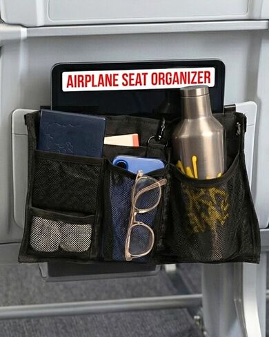 Airplane Seat Organizer to Clip onto Airplane Seat Pocket | Travel Essentials Accessory with Improved Universal Compatibility (15 x 9 Inches) in Saudi Arabia