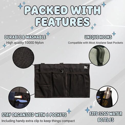 Airplane Seat Organizer to Clip onto Airplane Seat Pocket | Travel Essentials Accessory with Improved Universal Compatibility (15 x 9 Inches) in Saudi Arabia