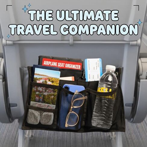Airplane Seat Organizer to Clip onto Airplane Seat Pocket | Travel Essentials Accessory with Improved Universal Compatibility (15 x 9 Inches) in Saudi Arabia