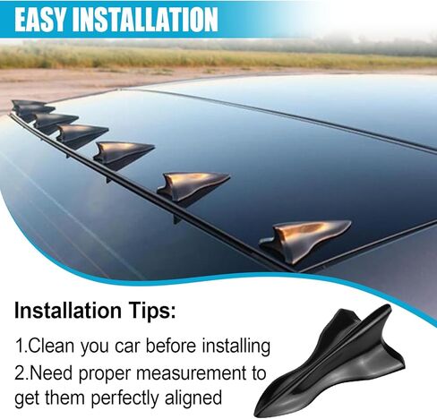 10PCS Car Diffuser Shark Fin Set, Mini Fashion Self-Adhesive Air Vortex Generator Shark Fin Antenna Kit, Car Exterior Decoration Accessories for Bumper Roof Tail Wing Spoiler (Carbon Fiber) in Saudi Arabia