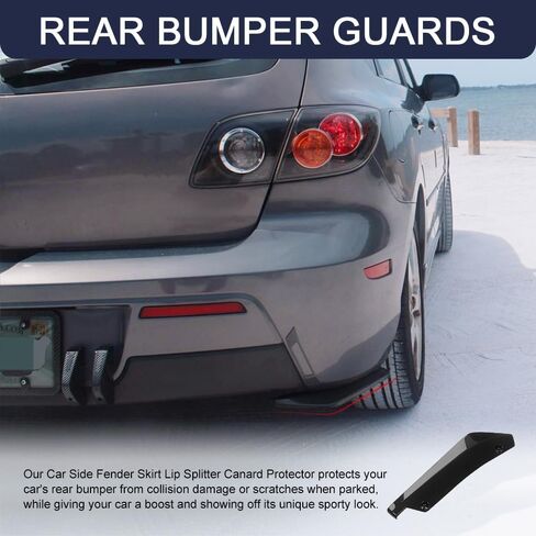 2PCS Universal Car Rear Bumper Lip Splitter Canard Diffuser, Front Bumper Guard, Carbon Fiber Lip Side Skirt Spoiler Splitter Wrap Angle Protector, Rear Diffuser Car Spoiler for Most Vehicles in Kuwait