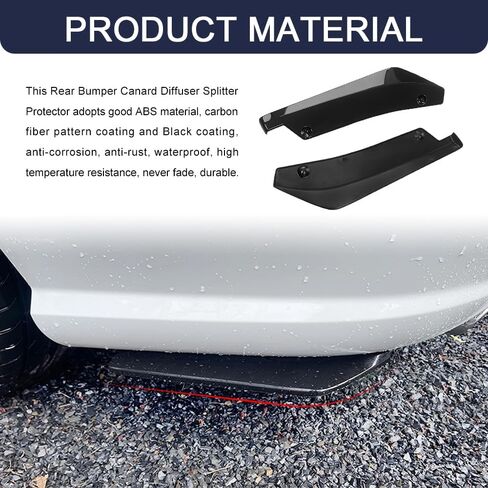 2PCS Universal Car Rear Bumper Lip Splitter Canard Diffuser, Front Bumper Guard, Carbon Fiber Lip Side Skirt Spoiler Splitter Wrap Angle Protector, Rear Diffuser Car Spoiler for Most Vehicles in Kuwait