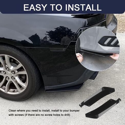 2PCS Universal Car Rear Bumper Lip Splitter Canard Diffuser, Front Bumper Guard, Carbon Fiber Lip Side Skirt Spoiler Splitter Wrap Angle Protector, Rear Diffuser Car Spoiler for Most Vehicles in Kuwait