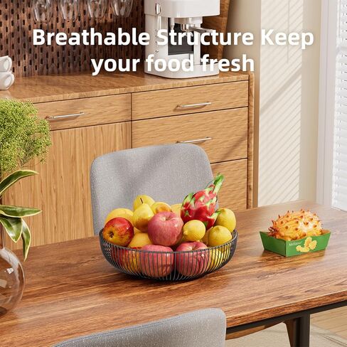 وعاء فواكه معدني من طبقتين من Simple Trending مع 3 خطافات موز، منظم مطبخ لسلة خضروات فواكه على سطح الطاولة مع صندوق تخزين لإنتاج الخضروات والوجبات الخفيفة، أسود in Kuwait