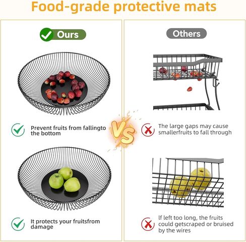 وعاء فواكه معدني من طبقتين من Simple Trending مع 3 خطافات موز، منظم مطبخ لسلة خضروات فواكه على سطح الطاولة مع صندوق تخزين لإنتاج الخضروات والوجبات الخفيفة، أسود in Kuwait