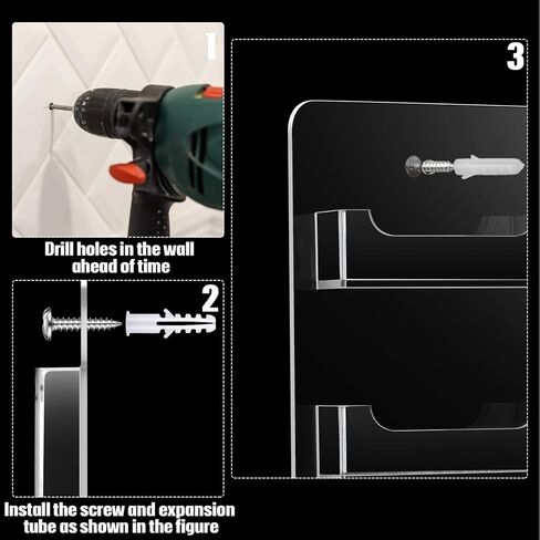 قطعتان من حامل بطاقات العمل الأكريليك على الحائط رف عرض ملصق شفاف متعدد منظم بطاقات الأكريليك الشفاف حامل عرض ملصق تخزين بطاقة الفهرس المثقوبة مسبقًا (16 جيبًا/ 23 × 8 بوصات) in Saudi Arabia