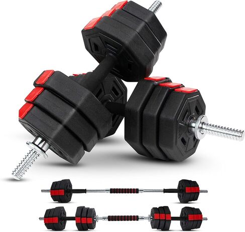 Yes4All Upgraded 44lbs/66lbs Pair Adjustable Weights Dumbbells Set, Free Weights Dumbbells Set with Connector, Cement Mixture in Saudi Arabia