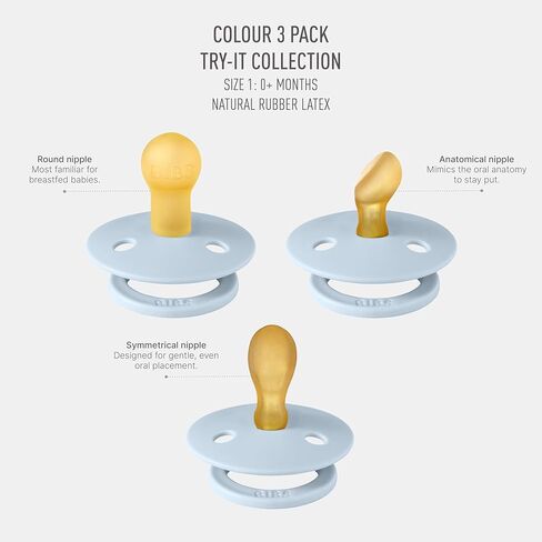 BIBS Pacifiers 0-6 Months | 3-Pack Soothers | BPA-Free Symmetrical Nipple | Made in Denmark | Ivory Try-It Collection (Ivory) in Saudi Arabia