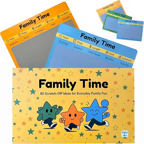 Family Time 60 Scratch-Off Activity Cards with Day & Night Markers – Fun Family Games for Kids & Parents – Screen-Free Adventure Ideas & Unique Gift for Christmas,Birthday,Stocking Stuffers & Holidays in Saudi Arabia