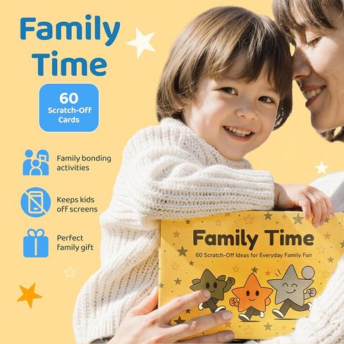 Family Time 60 Scratch-Off Activity Cards with Day & Night Markers – Fun Family Games for Kids & Parents – Screen-Free Adventure Ideas & Unique Gift for Christmas,Birthday,Stocking Stuffers & Holidays in Saudi Arabia