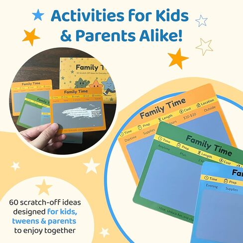 Family Time 60 Scratch-Off Activity Cards with Day & Night Markers – Fun Family Games for Kids & Parents – Screen-Free Adventure Ideas & Unique Gift for Christmas,Birthday,Stocking Stuffers & Holidays in Saudi Arabia