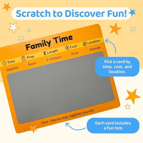 Family Time 60 Scratch-Off Activity Cards with Day & Night Markers – Fun Family Games for Kids & Parents – Screen-Free Adventure Ideas & Unique Gift for Christmas,Birthday,Stocking Stuffers & Holidays in Saudi Arabia