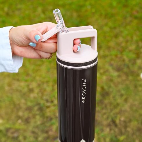 GROSCHE ALPINE Flip n 'Sip قارورة معزولة بالفراغ من الفولاذ المقاوم للصدأ سعة 40 أونصة، زجاجة مياه سعة 40 أونصة، زجاجة مياه باردة، زجاجة مياه من القش، زجاجة مياه للسفر أو صالة الألعاب الرياضية، زجاجة مانعة للتسرب، لافندر in Kuwait