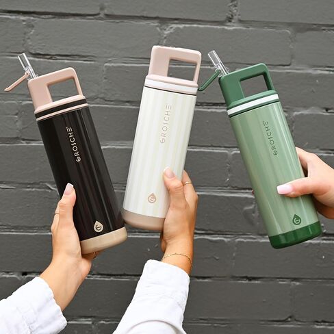 GROSCHE ALPINE Flip n 'Sip قارورة معزولة بالفراغ من الفولاذ المقاوم للصدأ سعة 40 أونصة، زجاجة مياه سعة 40 أونصة، زجاجة مياه باردة، زجاجة مياه من القش، زجاجة مياه للسفر أو صالة الألعاب الرياضية، زجاجة مانعة للتسرب، لافندر in Kuwait