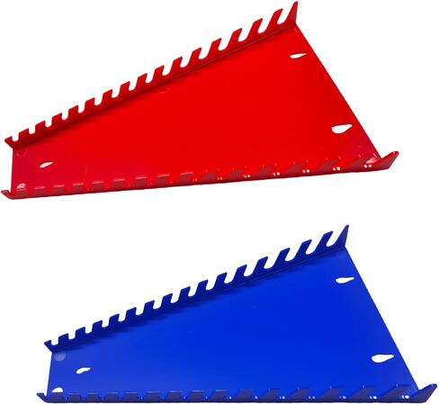 2PCS Wrench Organizer Tray, 16-Slot Each Wrench Rack Tray, Fits SAE (1/4" to 1-1/16") and Metric (6mm to 24mm) Wrenches, Heavy Duty Tool Holder for Toolbox or Drawer Storage (Black&Green) in Saudi Arabia