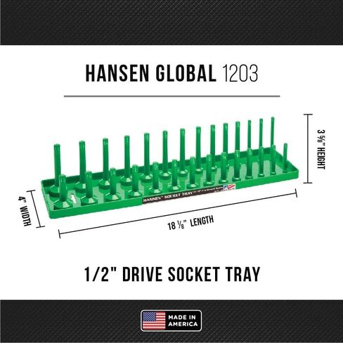 Hansen Socket Organizer (1203) 1/2" Drive Standard Regular & Deep Socket Holder - Green in Saudi Arabia