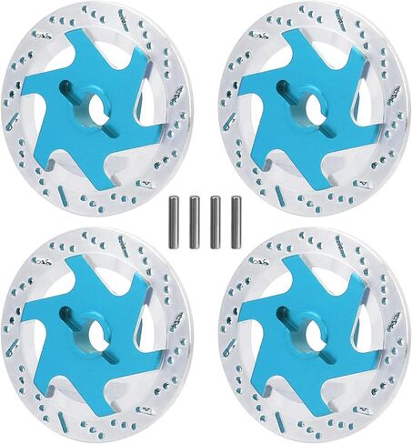 4 قطع من ملحقات قرص الفرامل المحاكاة من سبائك الألومنيوم باستخدام الحاسب الآلي، خفيفة الوزن ومتينة، للتركيب، بديلة للأجزاء القديمة أو التالفة، مناسبة عالميًا لـ 1:10 RC (أزرق) in Kuwait