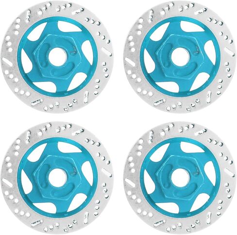 4 قطع من ملحقات قرص الفرامل المحاكاة من سبائك الألومنيوم باستخدام الحاسب الآلي، خفيفة الوزن ومتينة، للتركيب، بديلة للأجزاء القديمة أو التالفة، مناسبة عالميًا لـ 1:10 RC (أزرق) in Kuwait