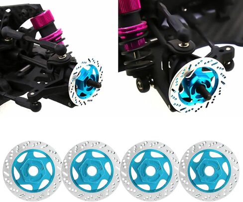 4 قطع من ملحقات قرص الفرامل المحاكاة من سبائك الألومنيوم باستخدام الحاسب الآلي، خفيفة الوزن ومتينة، للتركيب، بديلة للأجزاء القديمة أو التالفة، مناسبة عالميًا لـ 1:10 RC (أزرق) in Kuwait