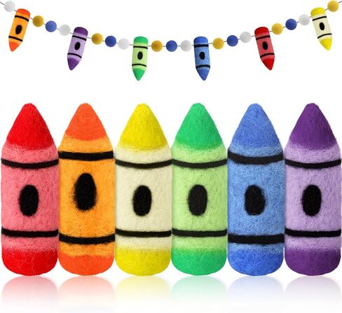 6 Pcs Crayon Decorations for Classroom Cute Mini Crayons Wool Felt Back to School Decor First Day of School Decor for Hanging Garland Banner Teacher Office Table Centerpiece(Crayon) in Saudi Arabia