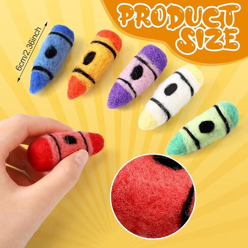 6 Pcs Crayon Decorations for Classroom Cute Mini Crayons Wool Felt Back to School Decor First Day of School Decor for Hanging Garland Banner Teacher Office Table Centerpiece(Crayon) in Saudi Arabia