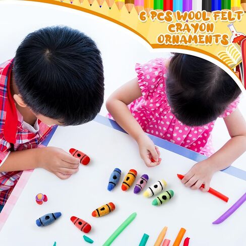6 Pcs Crayon Decorations for Classroom Cute Mini Crayons Wool Felt Back to School Decor First Day of School Decor for Hanging Garland Banner Teacher Office Table Centerpiece(Crayon) in Saudi Arabia