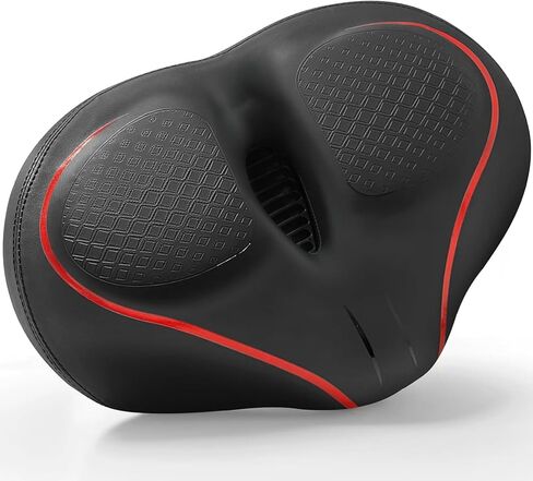 Xmifer Oversized Bike Seat - Comfortable Bicycle Saddle, Middle Groove Design, 2.95" Thick Memory Foam, Universal Fit Indoor Outdoor, Exercise or Road Bikes in Kuwait