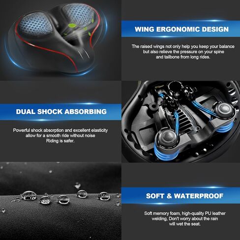 Xmifer Oversized Bike Seat - Comfortable Bicycle Saddle, Middle Groove Design, 2.95" Thick Memory Foam, Universal Fit Indoor Outdoor, Exercise or Road Bikes in Kuwait