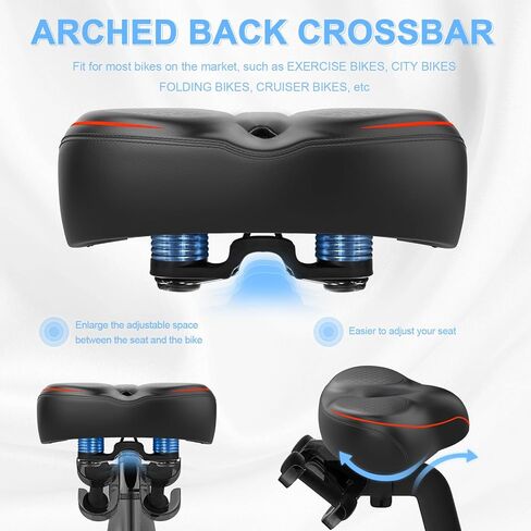 Xmifer Oversized Bike Seat - Comfortable Bicycle Saddle, Middle Groove Design, 2.95" Thick Memory Foam, Universal Fit Indoor Outdoor, Exercise or Road Bikes in Kuwait