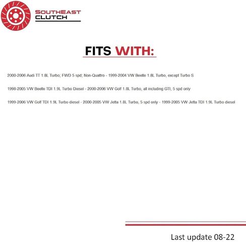 Clutch Kit Flywheel Compatible With Golf Jetta Base Classic Base Gls Gti Tdi Gl Soportline 1998-2006 1.8L l4 1.9L l4 DIESEL 1.8L l4 GAS SOHC Turbocharged (Stage 1; 17-059RSMFW) in Saudi Arabia