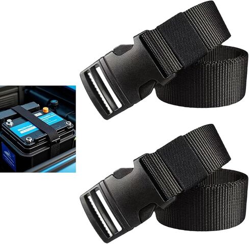 حزام ربط بطارية السيارة، 99 بوصة قابل للتعديل، مشبك تثبيت سريع للبطارية، أشرطة منسوجة من النايلون مع حلقة تسلق بلاستيكية، عالمية للسيارات وسيارات الدفع الرباعي والقوارب والأمتعة والرياضات الخارجية in Kuwait