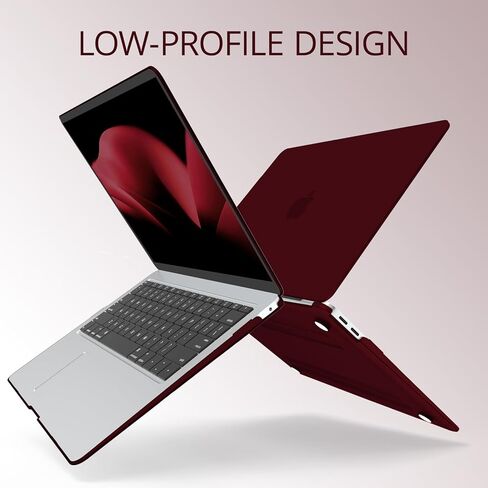 حافظة Anban متوافقة مع جهاز MacBook Air 13 بوصة M1 2021 2020 2019 2018 A2337 A2179 A1932 Touch ID، هيكل صلب من البلاستيك غير اللامع + 2 غطاء لوحة مفاتيح + واقي شاشة لجهاز MacBook Air 13.3 بوصة، أحمر مارسالا in Saudi Arabia