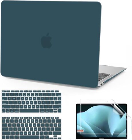 حافظة Anban متوافقة مع جهاز MacBook Air 13 بوصة M1 2021 2020 2019 2018 A2337 A2179 A1932 Touch ID، هيكل صلب من البلاستيك غير اللامع + 2 غطاء لوحة مفاتيح + واقي شاشة لجهاز MacBook Air 13.3 بوصة، أحمر مارسالا in Saudi Arabia