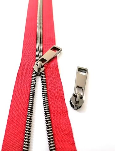 #5 Black Nickel Metallic Nylon Coil Zippers by The Yard Bulk Black Tape 10 Yards with 20pcs Sliders for DIY Sewing Tailor Craft Bag (Red) in Saudi Arabia