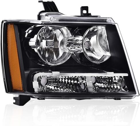 G-PLUS Headlights, Compatible with 2007-2014 Chevy Suburban Tahoe/2007-2013 Avalanche Headlamp, Passenger Side, Clear lens Black Housing Amber Reflector in Saudi Arabia
