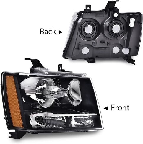 G-PLUS Headlights, Compatible with 2007-2014 Chevy Suburban Tahoe/2007-2013 Avalanche Headlamp, Passenger Side, Clear lens Black Housing Amber Reflector in Saudi Arabia